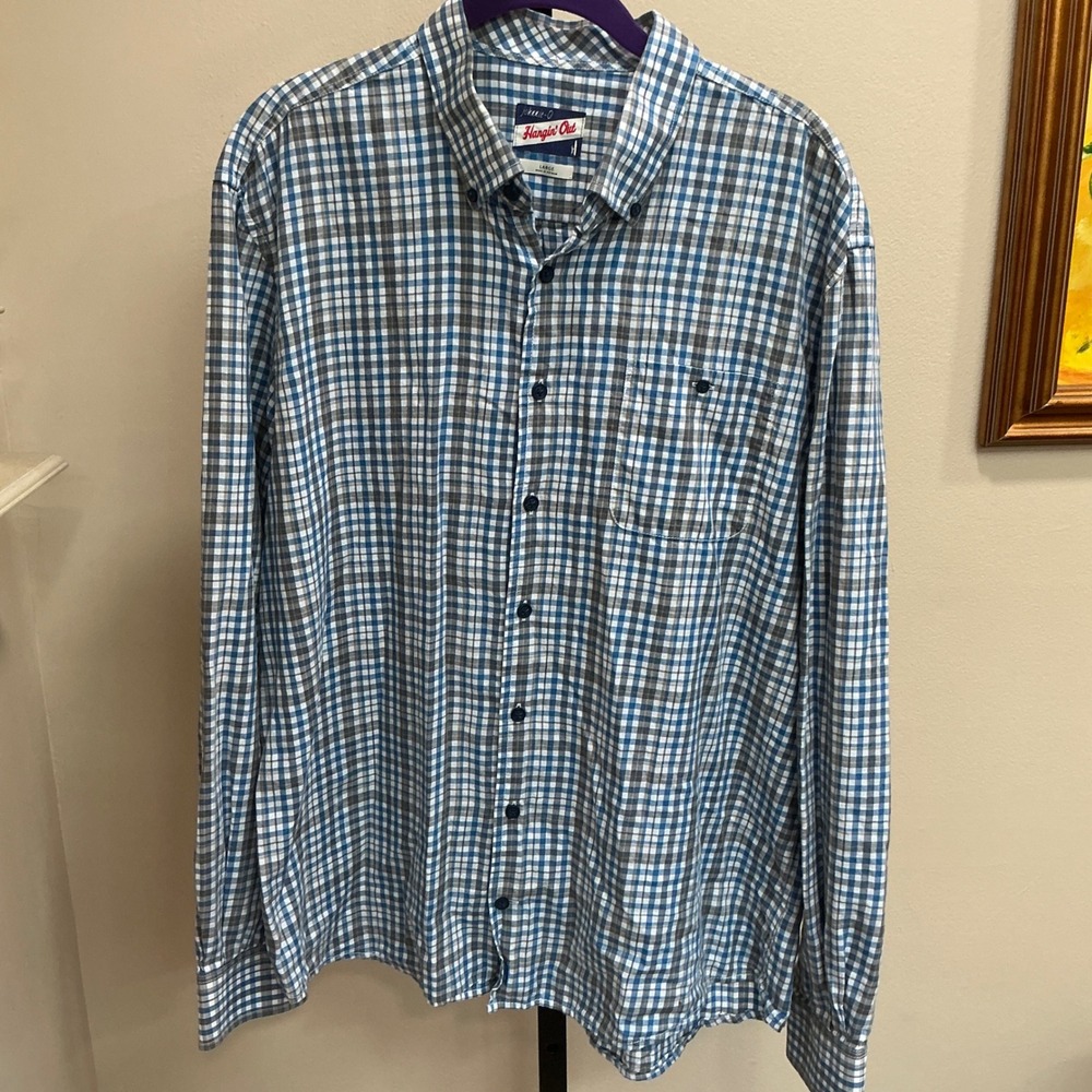 Johnnie-O Elmer Button Down Shirt Hangin Out Large Laguna Blue Cotton Lyocell